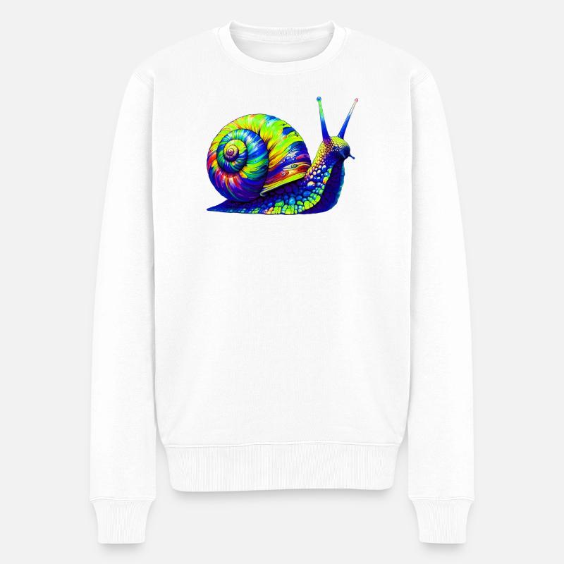 Schnecke - Männer Premium Bio Pullover - Weiß