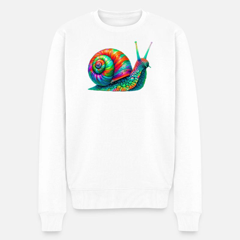 Schnecke - Männer Premium Bio Pullover - Weiß