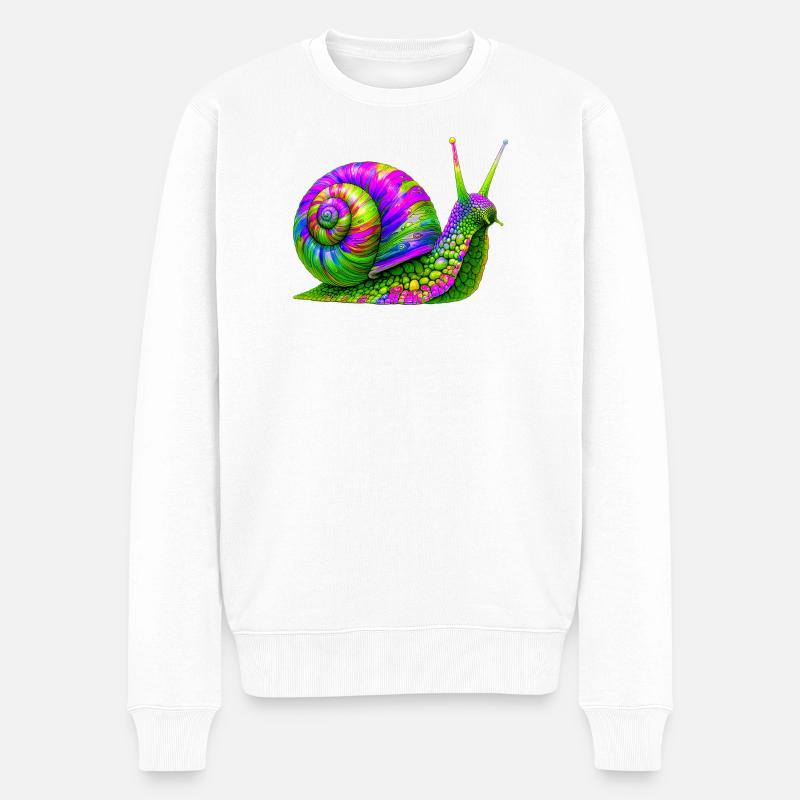 Schnecke - Männer Premium Bio Pullover - Weiß
