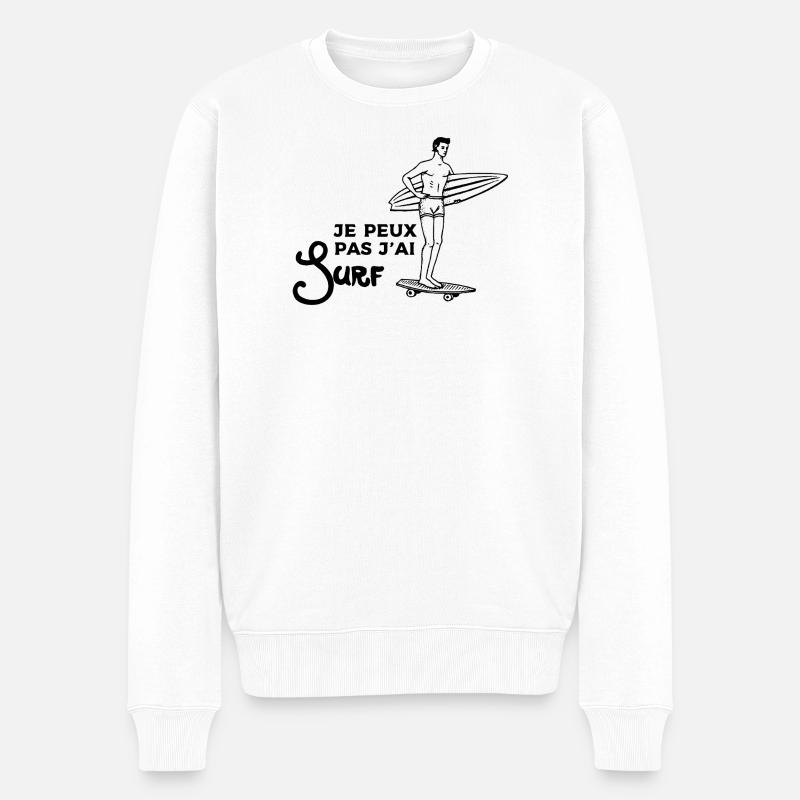 Ich kann nicht Ich habe gesurft - Männer Premium Bio Pullover - Weiß