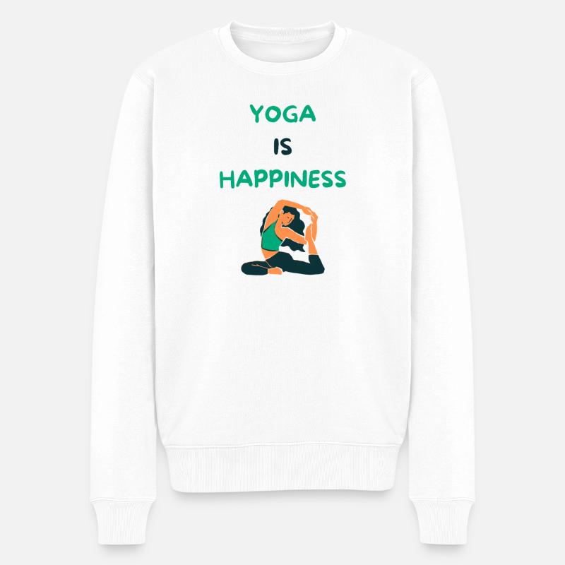 Yoga is happiness - Männer Premium Bio Pullover - Weiß