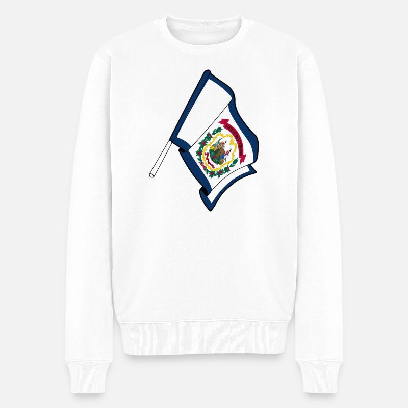 Flagge von West Virginia - Männer Premium Bio Pullover - Weiß