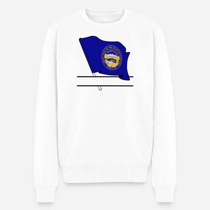 Flagge Nebraska Textbanner - Männer Premium Bio Pullover - Weiß