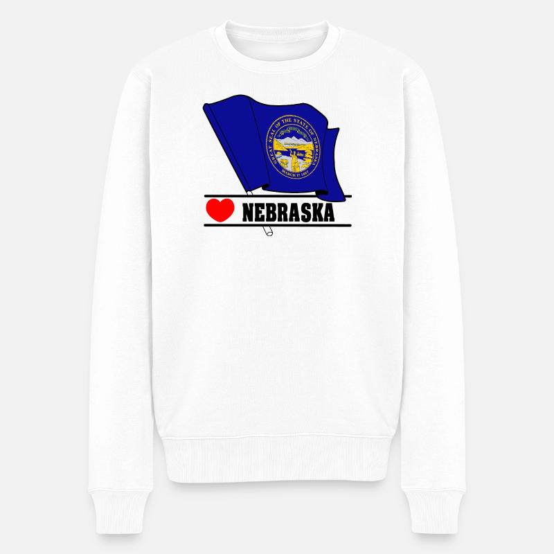 Hinweis Nebraska Herz NEBRASKA - Männer Premium Bio Pullover - Weiß