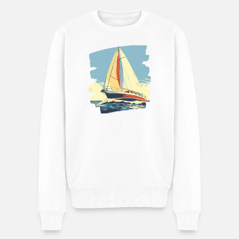 Segelboot - Männer Premium Bio Pullover - Weiß