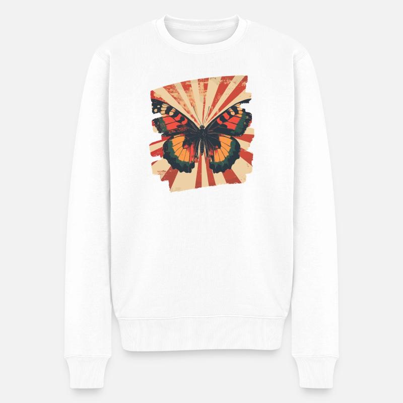 Schmetterling - Männer Premium Bio Pullover - Weiß