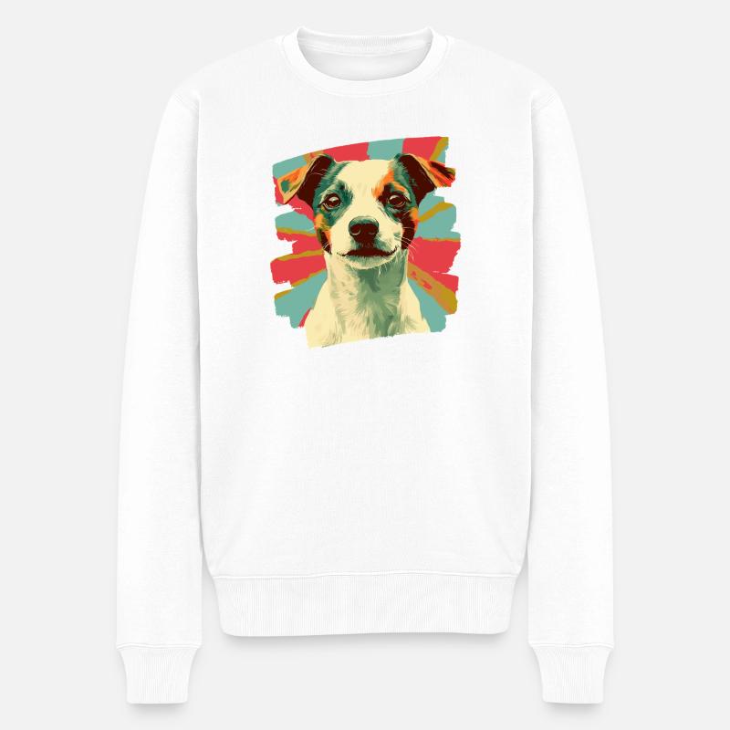 Jacky Russell - Männer Premium Bio Pullover - Weiß