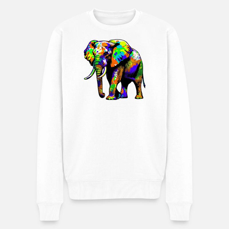 Elefant - Männer Premium Bio Pullover - Weiß