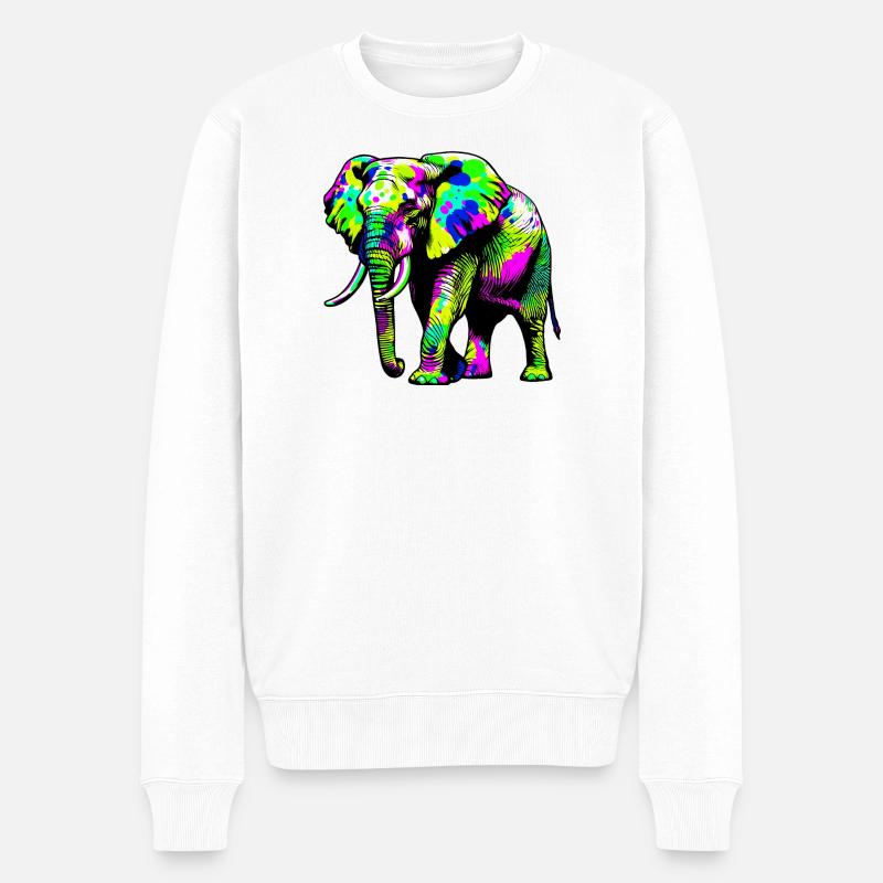 Elefant - Männer Premium Bio Pullover - Weiß