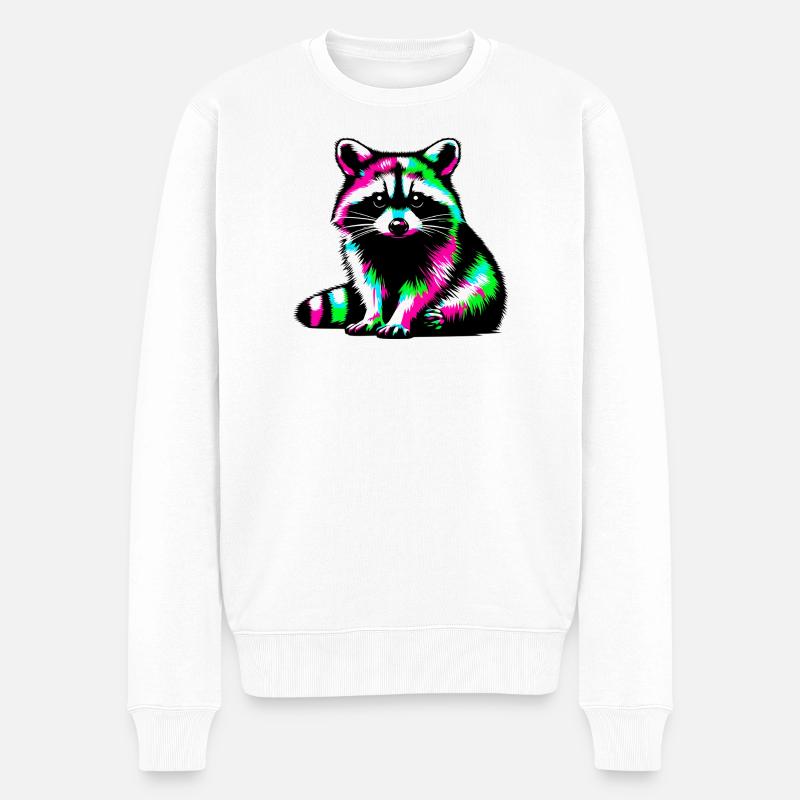 Waschbär - Männer Premium Bio Pullover - Weiß