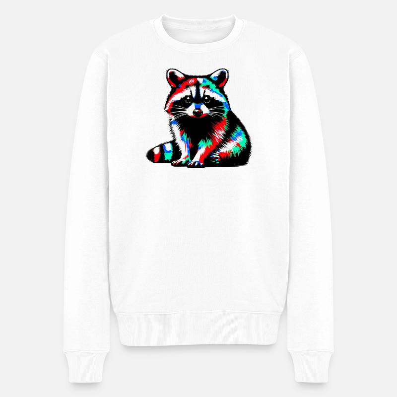 Waschbär - Männer Premium Bio Pullover - Weiß