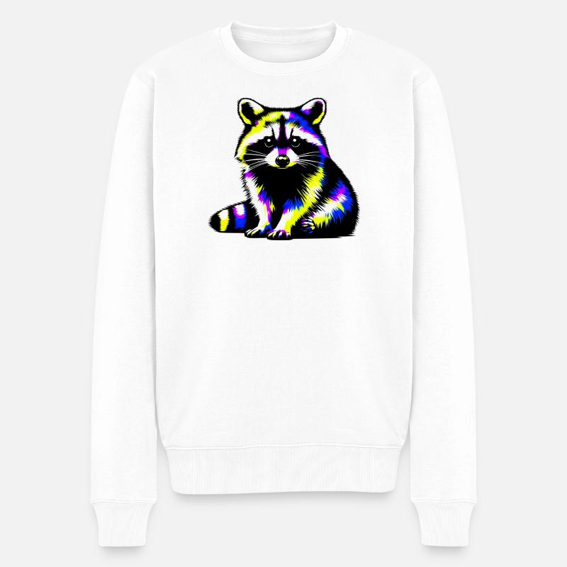 Waschbär - Männer Premium Bio Pullover - Weiß