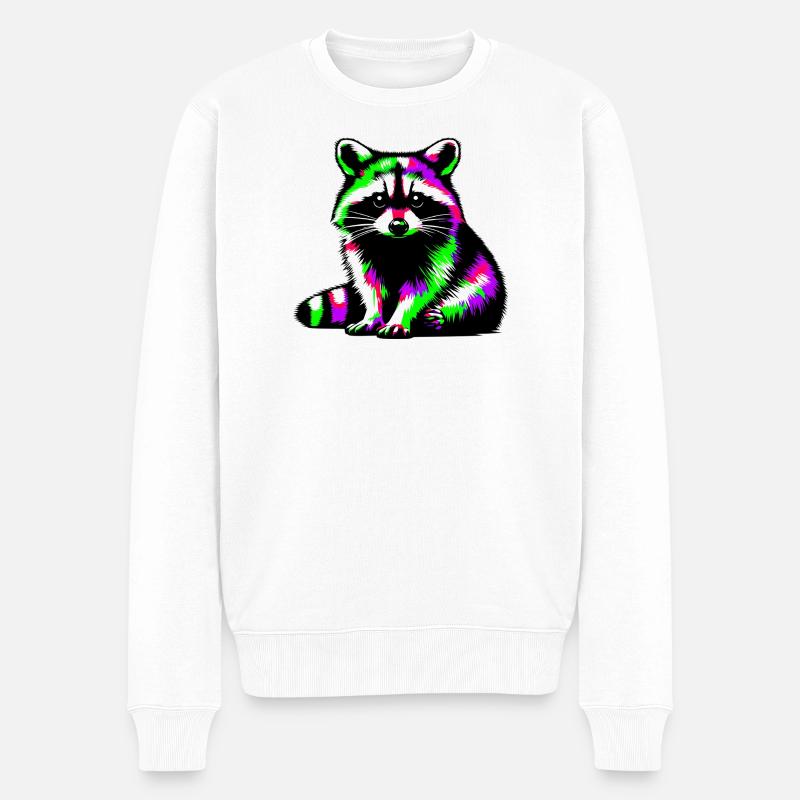 Waschbär - Männer Premium Bio Pullover - Weiß