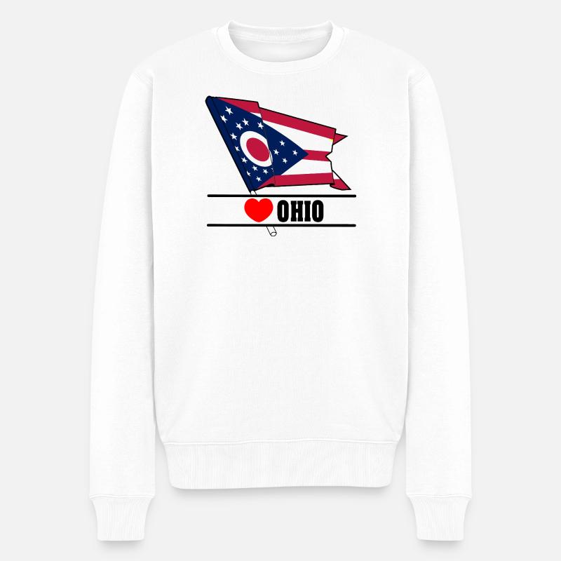 Drapeau Ohio coeur OHIO - Pull Premium bio Homme - blanc