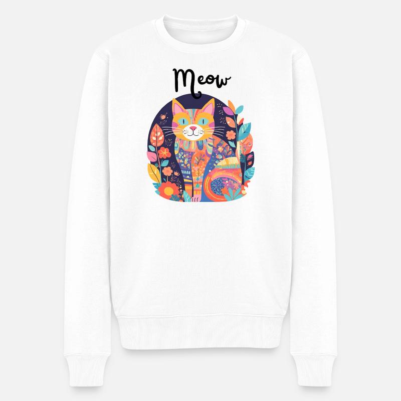 Bunte Katzen-Patchwork-Anthologie - Männer Premium Bio Pullover - Weiß