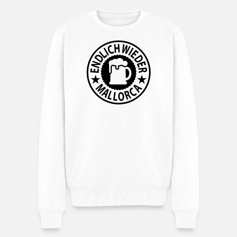Endlich wieder Mallorca Bier - Männer Premium Bio Pullover - Weiß