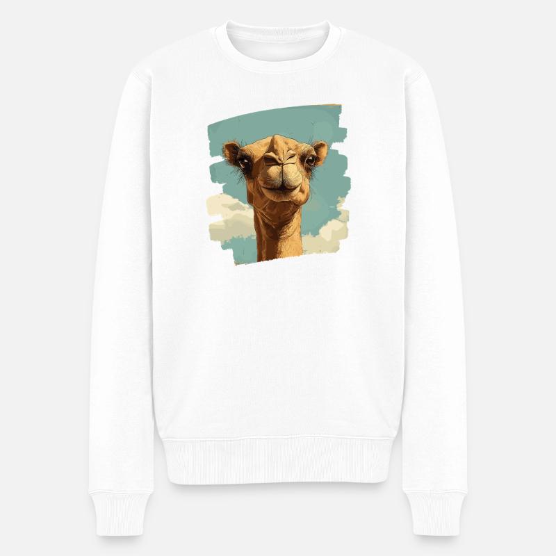 Kamel - Økologisk premium-sweatshirt til mænd - hvid