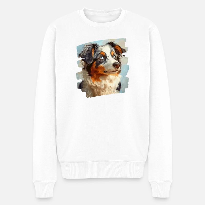 Australian Shepherd - Männer Premium Bio Pullover - Weiß