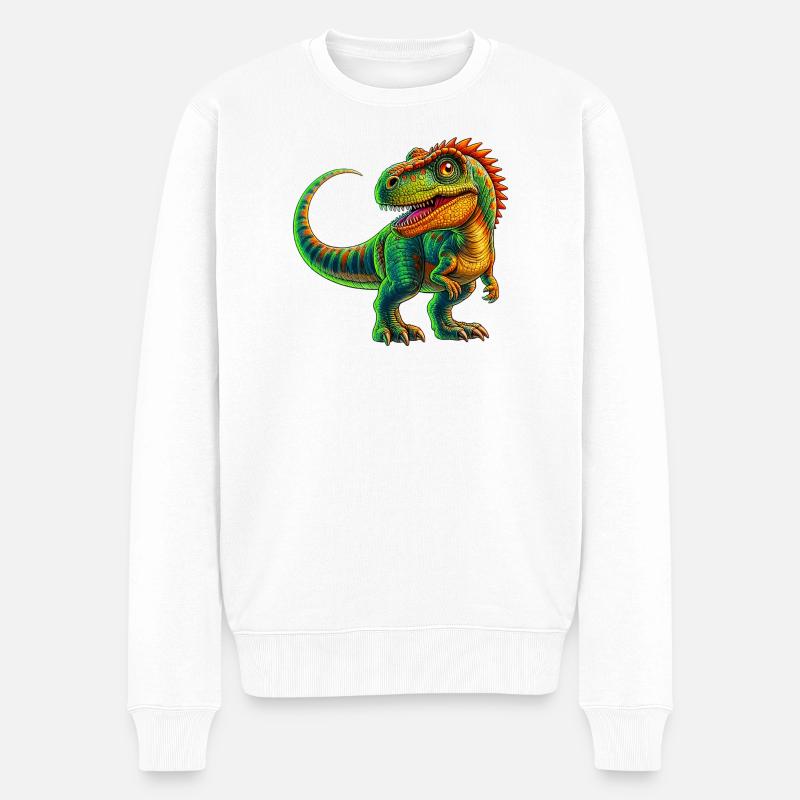 Dinosaurier - Männer Premium Bio Pullover - Weiß