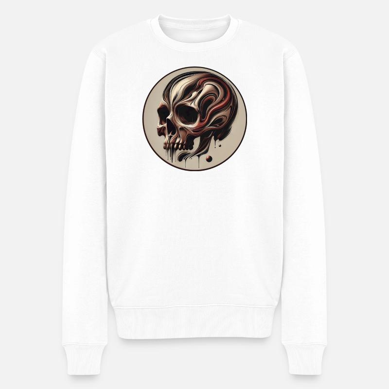 Kunstvoller Schädel - Männer Premium Bio Pullover - Weiß