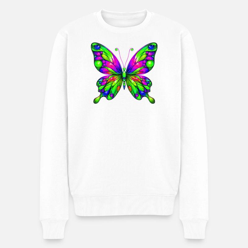 Schmetterling - Männer Premium Bio Pullover - Weiß