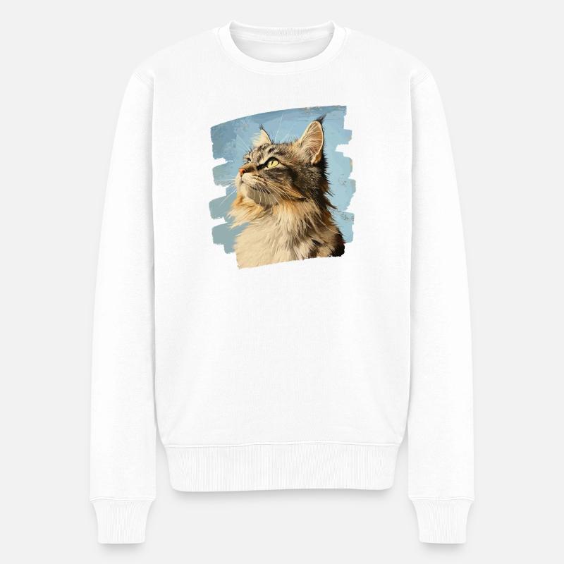 Maine Coon - Männer Premium Bio Pullover - Weiß