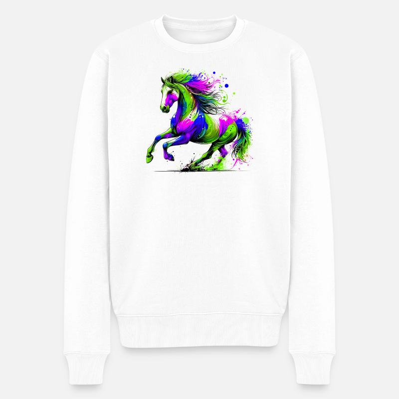 Pferd - Männer Premium Bio Pullover - Weiß