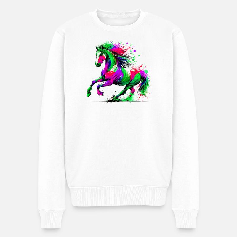 Pferd - Männer Premium Bio Pullover - Weiß