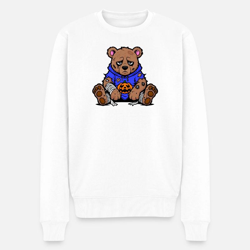 Halloween Bär - Männer Premium Bio Pullover - Weiß