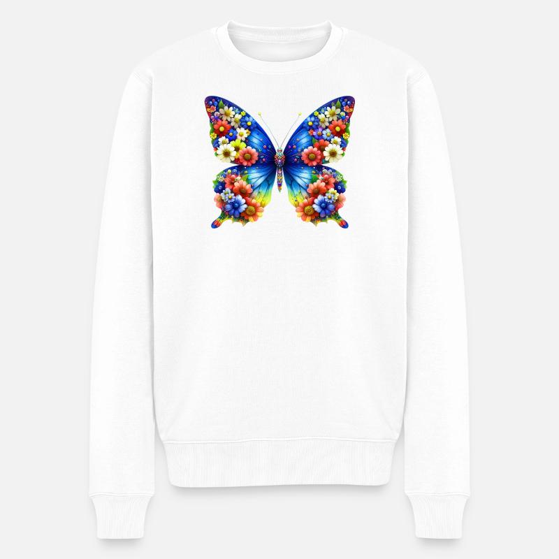 Schmetterling - Männer Premium Bio Pullover - Weiß
