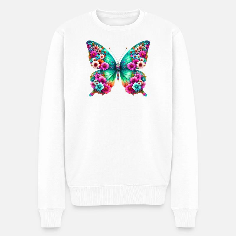 Schmetterling - Männer Premium Bio Pullover - Weiß