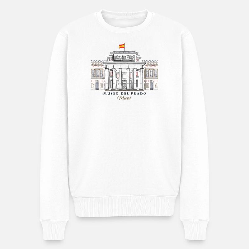 Madrid, Handzeichnung Museo del Prado, Spanien - Männer Premium Bio Pullover - Weiß