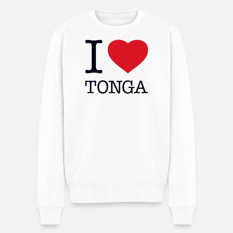 I LOVE TONGA - Männer Premium Bio Pullover - Weiß