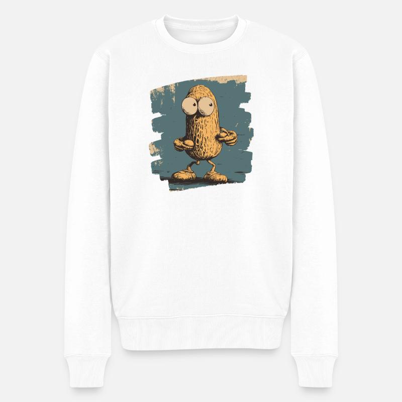 Erdnuss - Männer Premium Bio Pullover - Weiß