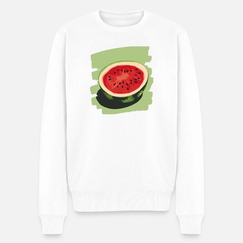 Wassermelone - Männer Premium Bio Pullover - Weiß