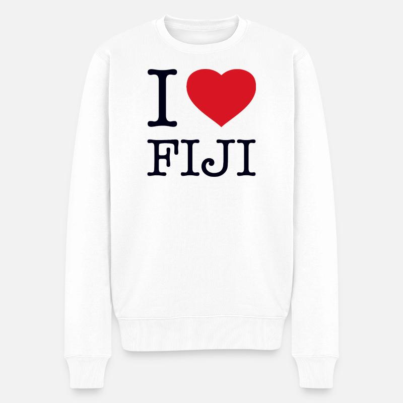 I LOVE FIJI - Männer Premium Bio Pullover - Weiß