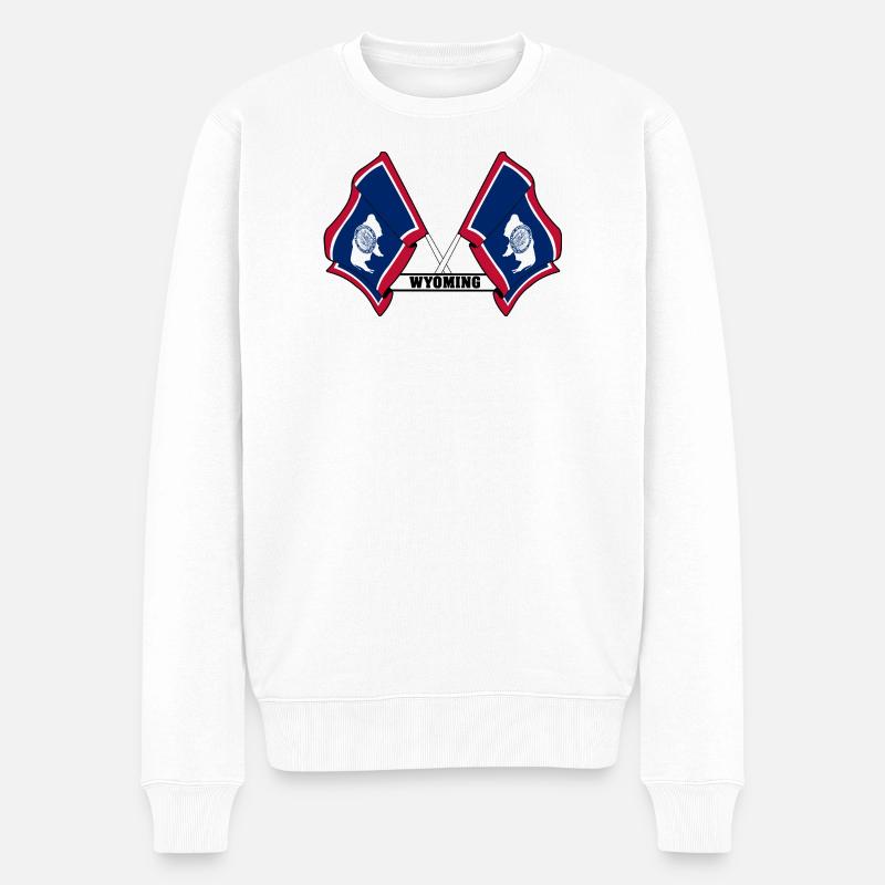 Texte à deux drapeaux WYOMING - Pull Premium bio Homme - blanc