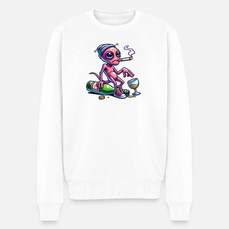 Verkaterter Alien - Männer Premium Bio Pullover - Weiß
