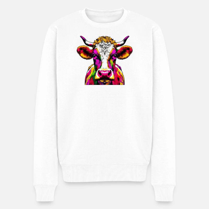 Kuh - Männer Premium Bio Pullover - Weiß