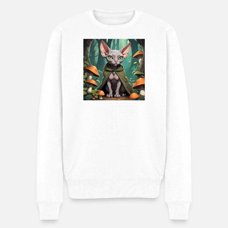 Goblin Sphynx - Männer Premium Bio Pullover - Weiß