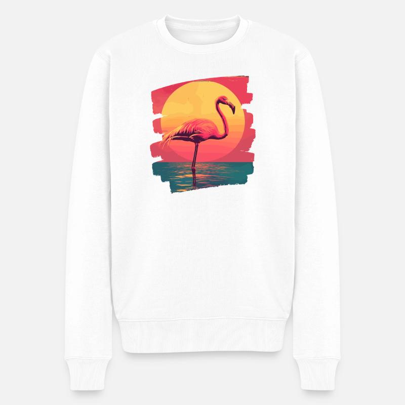 Flamingo - Männer Premium Bio Pullover - Weiß