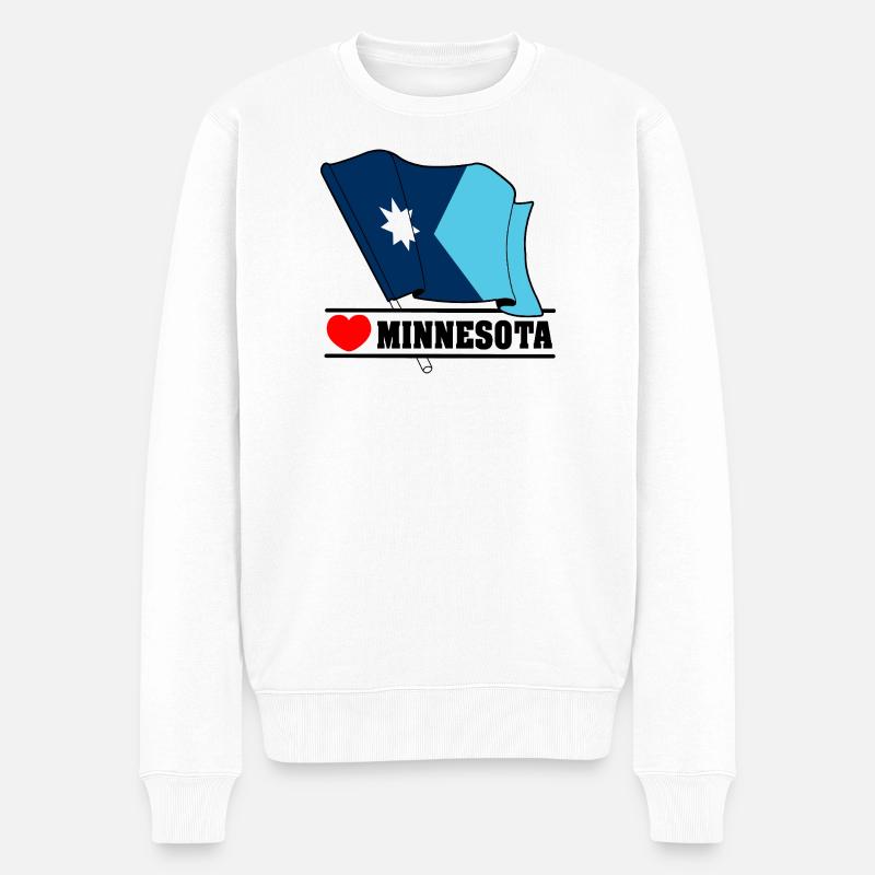 Hinweis Minnesota Herz MINNESOTA - Männer Premium Bio Pullover - Weiß