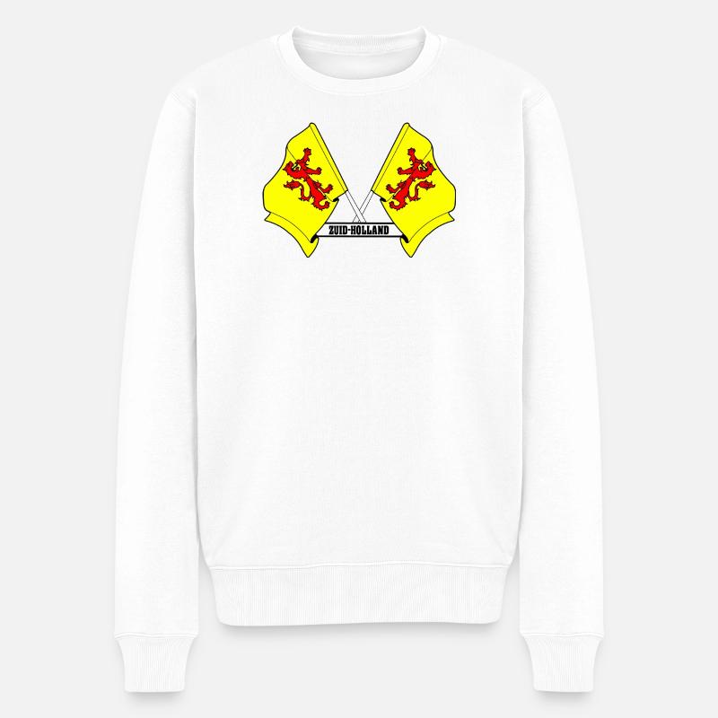 Deux drapeaux texte HOLLANDE-MÉRIDIONALE - Pull Premium bio Homme - blanc
