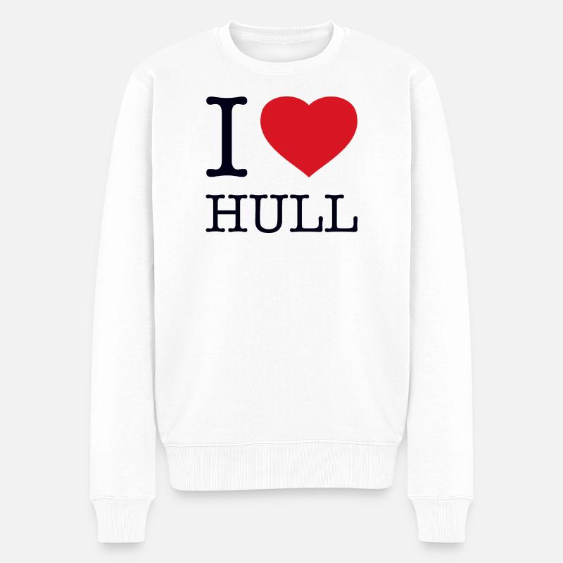 I LOVE HULL - Männer Premium Bio Pullover - Weiß