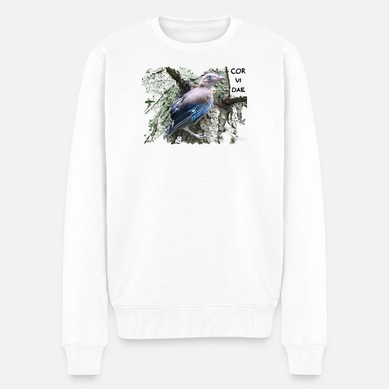 Eichelhäher Corvidae - Männer Premium Bio Pullover - Weiß