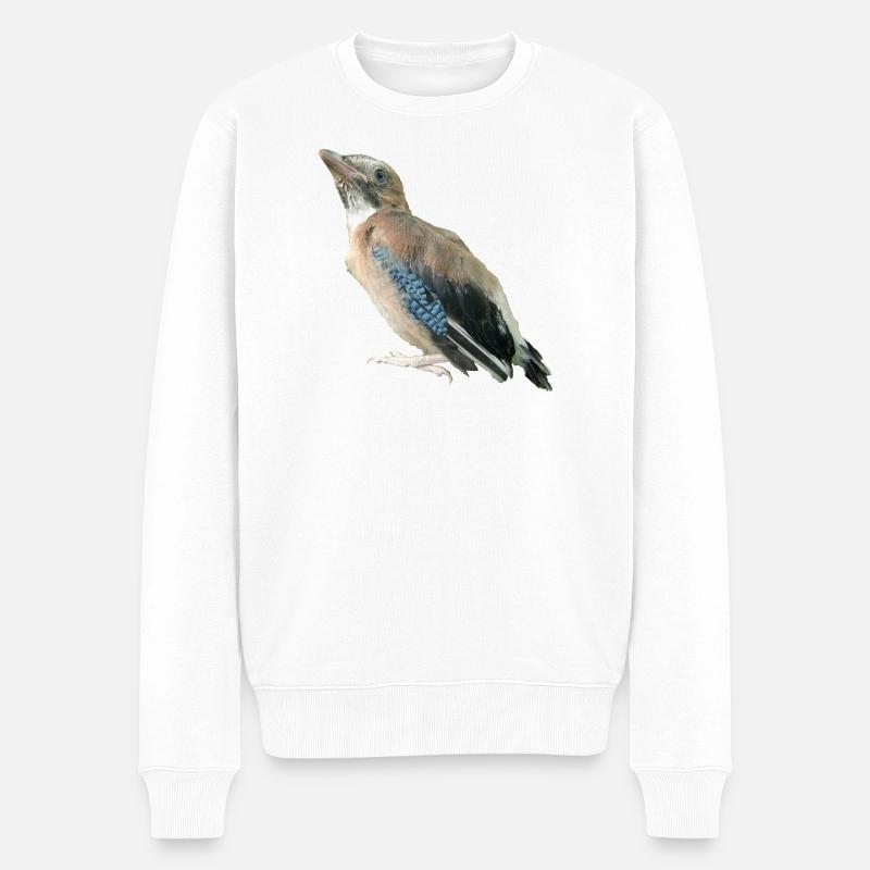 Eichelhäher Jungvogel - Männer Premium Bio Pullover - Weiß
