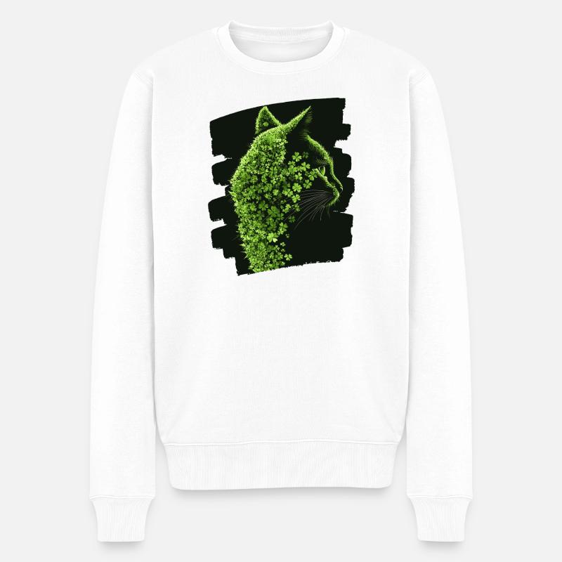 St Patricks day Katze - Männer Premium Bio Pullover - Weiß