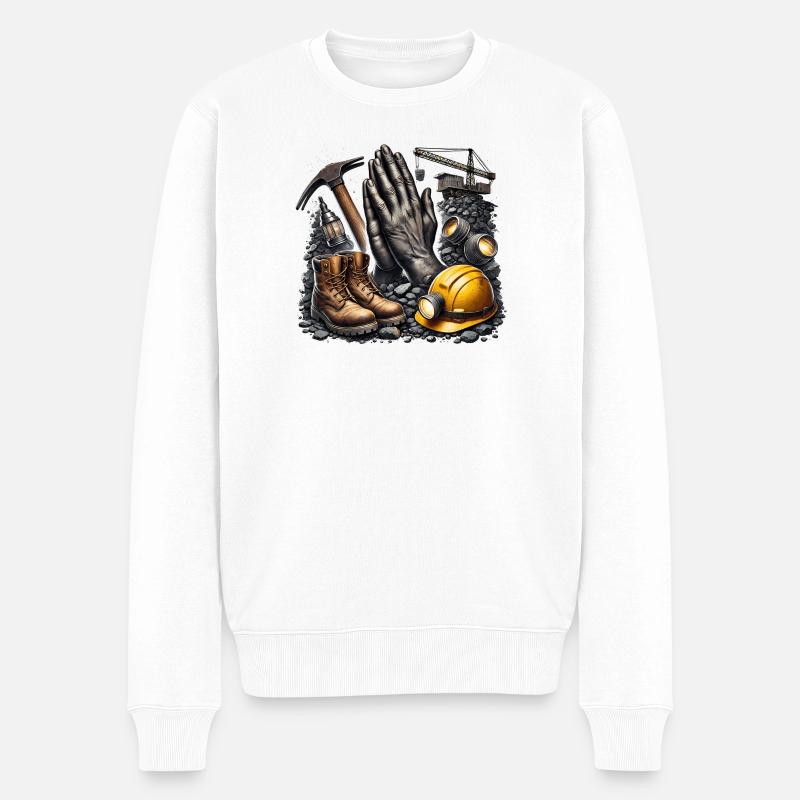 L’exploitation minière, c’est la vie - Pull Premium bio Homme - blanc
