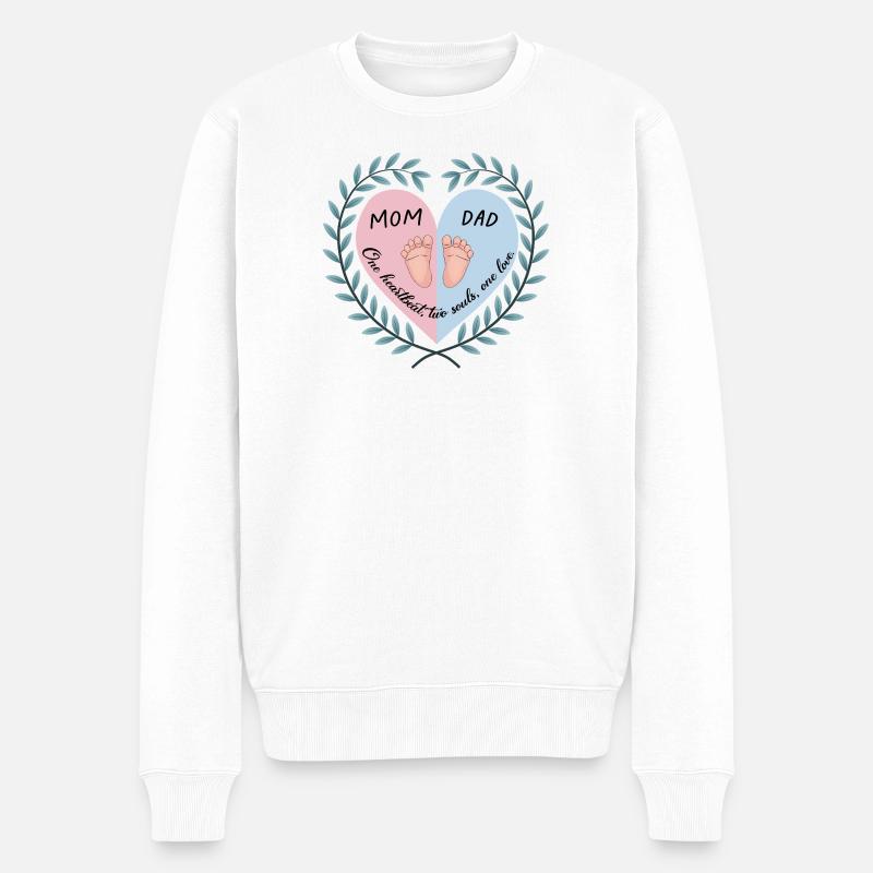 Mom, Dad & Baby Herzdesign - Männer Premium Bio Pullover - Weiß