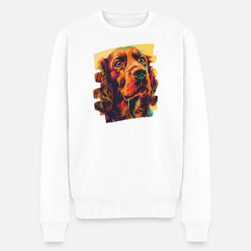 Cocker Spaniel - Pull Premium bio Homme - blanc